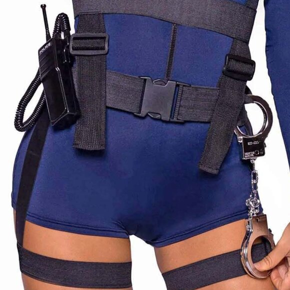 Hottie Cop Costume 3x/4x Women Plus Size Blue Halloween Roleplay Cosplay Uniform - Picture 10 of 11